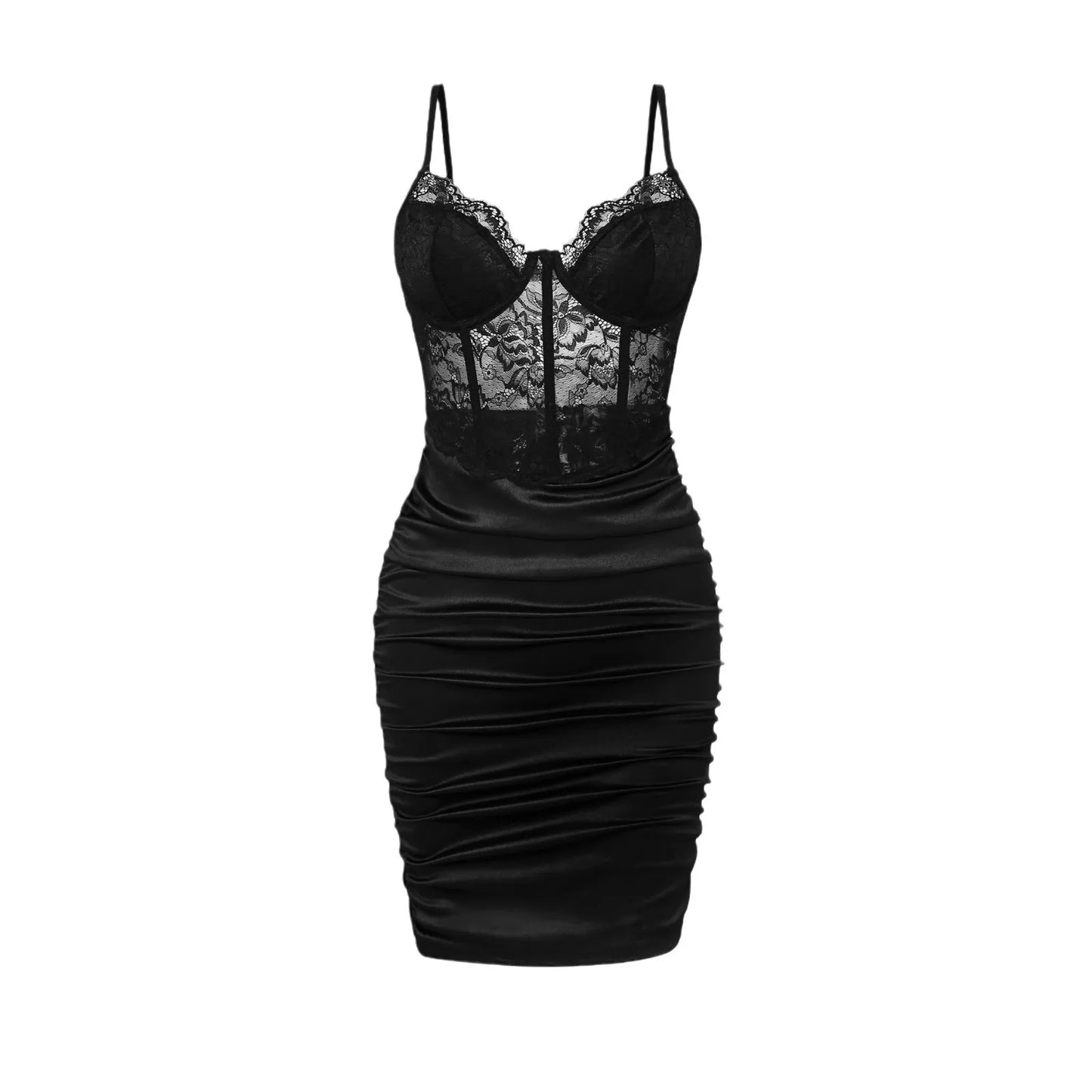 Total black| Vestido sexy con encaje